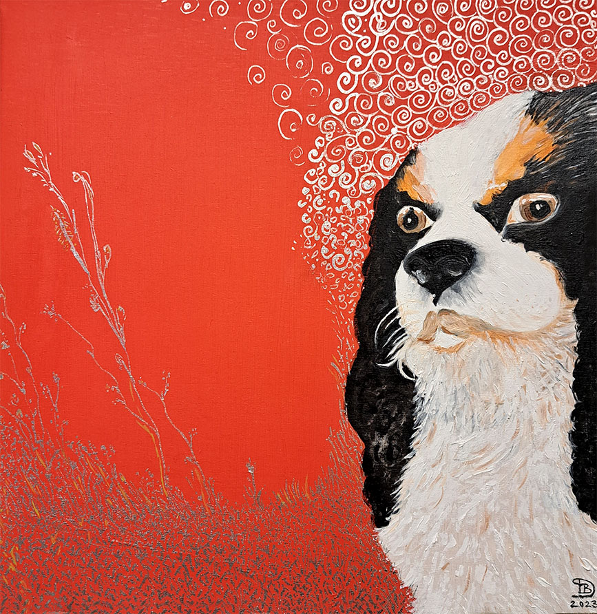 Dog painting in oils