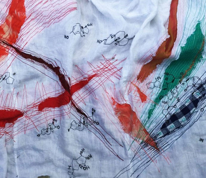 Menopause, The Bleed Collection by Cathy Dunbar—textile and embroidery artwork