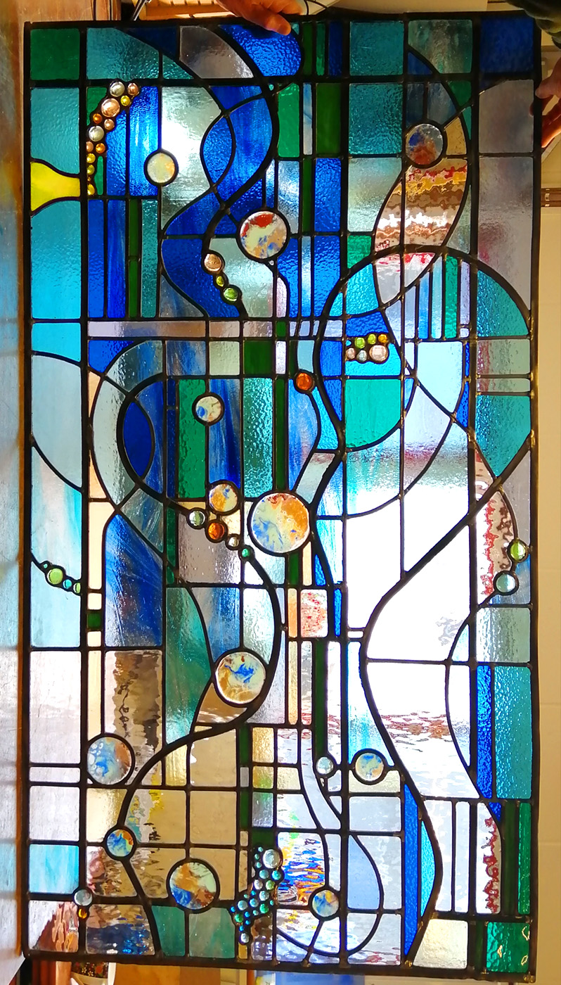  Designer Stained Glass Water Window by Artist Designer Jill Fordham
