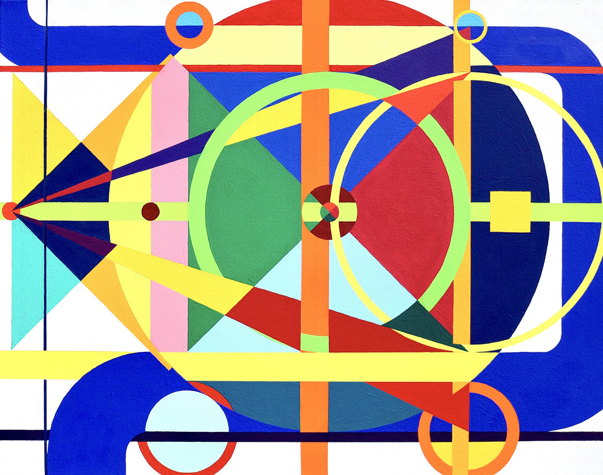  Colourful, geometric, painting by Paul Butterworth 