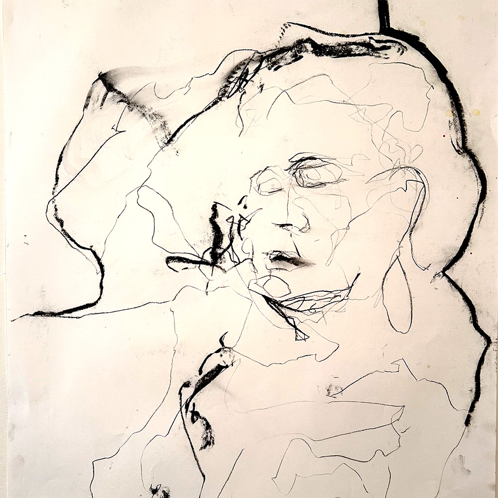 Camilla Jayne Santiapillai,  Artist,charcoal drawing of a woman sleeping